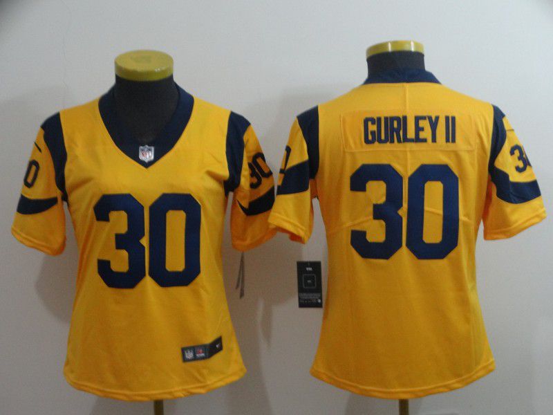 Women Los Angeles Rams 30 Gurley ii Yellow Nike Vapor Untouchable Limited Player NFL Jerseys